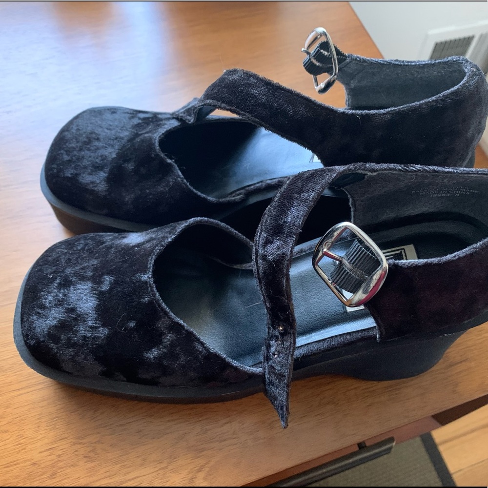 Velvet platform wedges